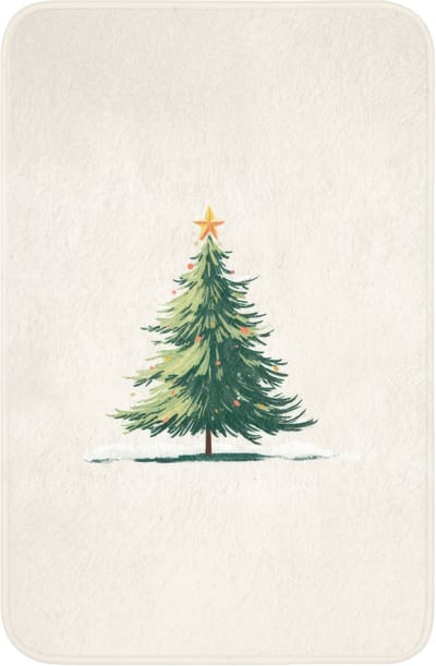 WC mat 40x60 cm - Antislip - Kerstboom - Illustratie - Ster - Sneeuw - Toiletmat - Vloermat - Douchemat - Toilet tapijt - Toiletmatten