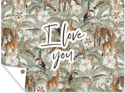 Muurdecoratie buiten Love - Quotes - I love you - Spreuken - 160x120 cm - Tuindoek