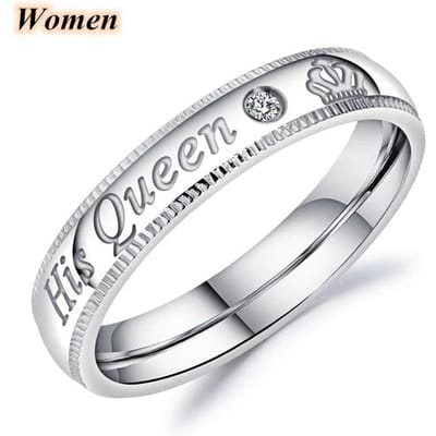 Mode Roestvrij Staal Koppel Ringen Haar Koning Zijn Koningin Statement Ringen Zirconium Kroon Ring Romantische Verjaardag Bruiloft Band Ring 11 white