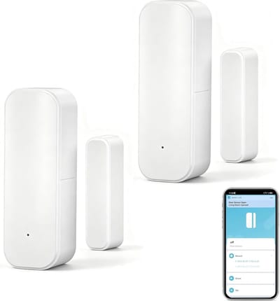 Slimme Draadloze Deur- en Raamcontactsensor: Magnetische Beveiliging met Gratis Meldingen, Compatibel met Alexa en Google Assistant (2 Stuks)