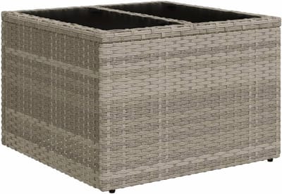Tuin bijzettafel - Koffietafel buiten - Buiten ontspannen - Poly rattan en glas - 55 x 55 x 37 cm