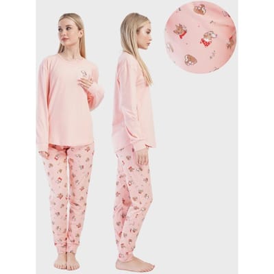 Pyjama en Coton pour Femme Pantalon Long et Manches Longues S Vienetta Confortable