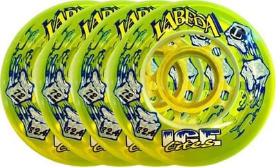 Labeda wielen voor inlineskates set van 4 wielen + Kogellagers ABEC1 Metaal 16-pack - Ice Lites 72mm 82A - Clear geel