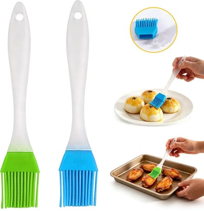 Grill penseel - 2 Stuks Siliconen Bakkwast - Grill kwast - BBQ Borstel - Borstels Keuken - voor Koken - Bakken - Barbecue - Blauw+Groen