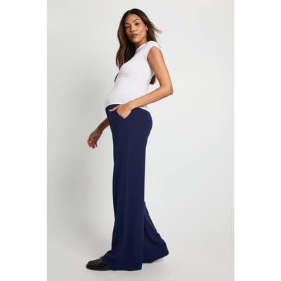boohoo Dames Zwangerschapsbroek op maat met wijde pijpen | Navy | Maat: 8