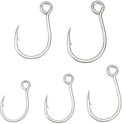 Dailygoods- Vishaak 50 Stuks Koolstofstaal - Weerhaak - Geschikt voor Zoetwater/Zoutwater - Maten 1#/2#/4#/6#/1/0 - Scherpe Haak - Stevig Visvermogen
