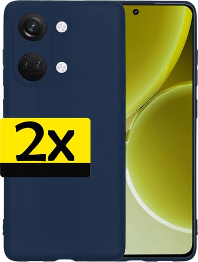 Hoesje - 2 Stuks - Geschikt voor OnePlus Nord 3 - Sterk & Shockproof - Case Siliconen - Back Cover - Telefoon Hoes - Telefoonhoesjes - Donkerblauw