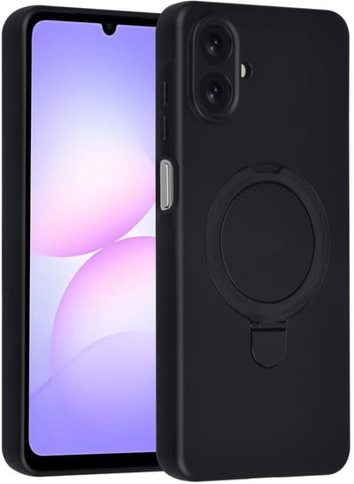 Backcover Hoesje Geschikt voor: Samsung Galaxy A07 Volledig Dekkende Schokbestendige Siliconen Backcover met Ringstandaard – 360° Bescherming - Zwart