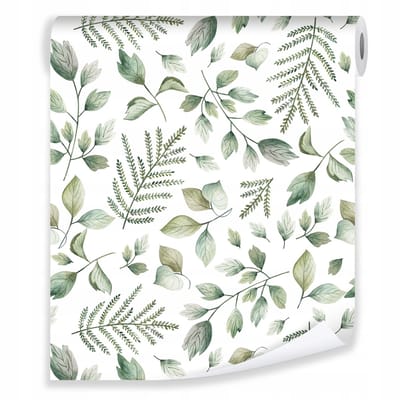 WALLARENA - Behang - Breedte 50 cm - Bladeren groen op vliesbehang - Geschikt voor woonkamer, slaapkamer, keuken - 10m