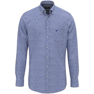 Fynch-Hatton Overhemd Allover Mini Flower Pattern Harbor Blue / male