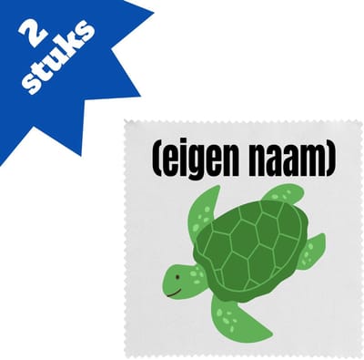 Akyol - schildpad met eigen naam brillendoekjes - Schildpad - schildpad liefhebbers - iemand die houdt van schildpadden - verjaardag - cadeau - kado - geschenk - 17,8 bij 17,8 cm - 2 stuks