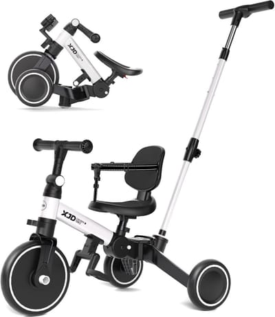 Kinderdriewieler - Loopfiets peuter - Leren fietsen - 5-in-1 functie - 50 x 28 x 65 cm - Wit