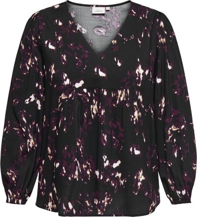 ONLY CARMAKOMA - CARINDIGO LIFE LS V-NECK TOP AOP BF - Dames - Blouses