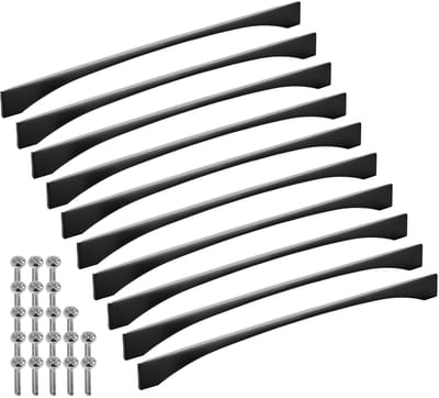 SOTECH 10 stuks aluminium meubelgrepen BLACKLINE XIV BA 320 mm mat zwart (lengte 341 mm, breedte 4,4 mm, hoogte 26 mm) design keukengrepen