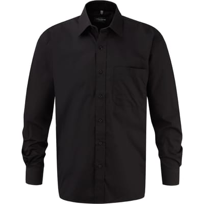 Russell Collection Katoenen Poplin Easy-Care overhemd voor heren (Zwart)