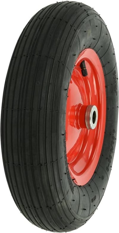 ProPlus Kruiwagenwiel - Luchtband met metalen velg - Ø 370 mm - Asgat Ø 20 mm - Zwart/Rood