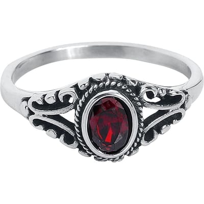 etNox - Gothic Ring - Ruby - voor Vrouwen - zilverkleurig