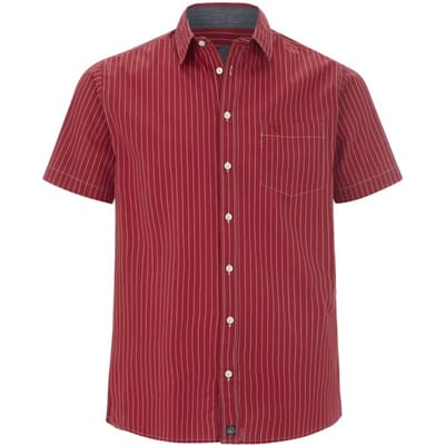 Jan Vanderstorm herren Gestreept Overhemd - 45/46 - rood - Plus Size