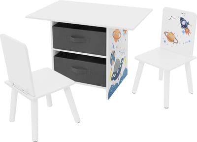 Kinderzitje met tafel en 2 stoelen ruimtemotief van hout voor kinderen Joyz