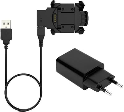 Strap-it Oplaadkabel / oplader met adapter - geschikt voor Garmin Fenix 3 (HR) / Quatix 3 - Oplaadkabel met USB-A poort (zwart)