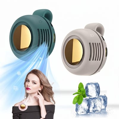 Sogiol® 2 Stuks Mini Clip-On Fan – Draagbare USB Oplaadbare 360° Rotatable Ventilator – 3-Snelheden Stille Bladloze Fan - Ideaal voor buiten, op reis en op kantoor – Beige Groen