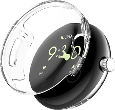 Strap-it TPU bescherm hoesje - geschikt voor Google Pixel Watch 1/2 - zwarte schokabsorberende case voor Pixel Watch (transparant)
