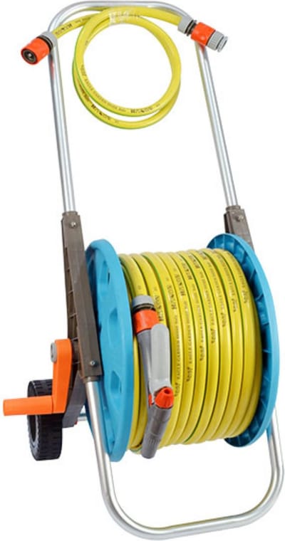 Slangenwagen Met 30 Meter Tuinslang | Eagle Garden |  Incl. Spuitkopstuk en Connectors |  Geel