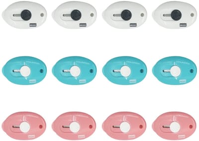 Dailygoods- Briefopener Mini - 12 Stuks - Draagbaar Intrekbaar Mes - Geschikt voor Papier/Karton - Sleutelhanger Bevestiging - Hoogwaardig Materiaal - Utility Mes