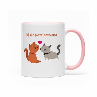 Schattige Katten Liefde Mok – “Wij Zijn Purrfect Samen” Koffiemok – Cadeau voor Koppels & Kattenliefhebbers – 330 ml