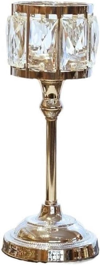 Kandelaarhouder Decoratief - Glazen Kaarsenhouder - Romantische Sfeer Creëren - Klassieke Vintage Stijl - 10x10x10 mm - Zilver