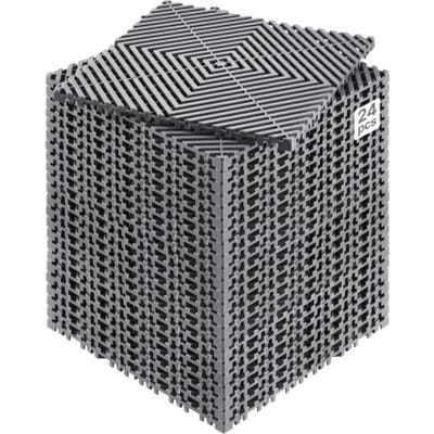 VEVOR Interlocking Drainage Mat Douchemat 31 x 31 cm Modulaire Interlocking Vloermatten, 24 Stuks Splitsbare Drainagematten, Antislip Drainage Vloertegels, voor Garage Tuin Grijs