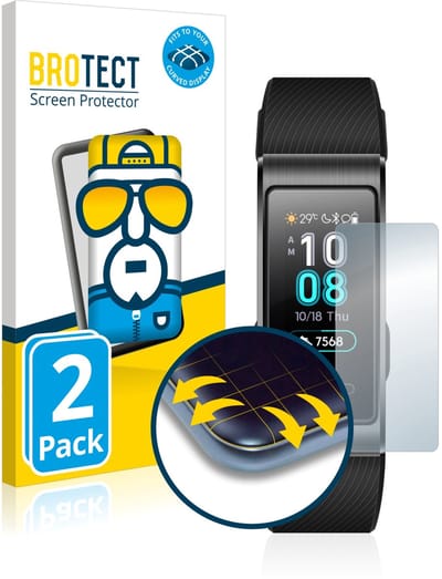 BROTECT - Screenprotector voor Huawei Band 4 Pro - Folie Beschermfolie transparant volledig dekking - 2 Stuks