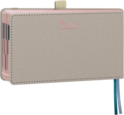Pocketkalender 2026 2027 - Weekplanner Agenda - Afspraken Plannen - Rose Gold Papierrand - 16.5 x 9 cm - Beige