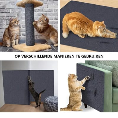 Dutchers® Krabmat - * - Katten & Poezen - Rol - 40x240cm - Donkergrijs - Extra lang - Zelfklevend - Krabplank - Makkelijk op maat maken - Van vloer tot plafond - Kattenspeeltje