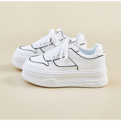 Nieuwe Zomer Witte Schoenen voor Vrouwelijke Studenten Schoenen met Dikke Zolen en Hoge Hak Ademend Casual Straatfotografie 40 white