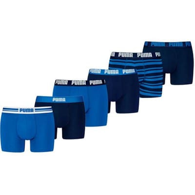 Puma Boxershorts - 6 pack Blauwe heren boxers - True Blue - Heren Ondergoed - Maat S