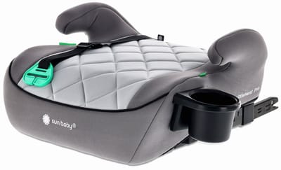 Sun Baby LittleNest Pro - Zitverhoger met ISOFIX - 125–150 cm, montage-indicator, armsteunen, bekerhouder, montage in rijrichting - Stoelverhoger - Zitverhoger - Autozitje - Grijs