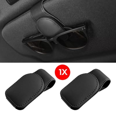 Actie4you® - Zonnebrilhouder Auto PU Leer - Brilhouder - Zonneklephouder - Leesbril Houder - Opbergclip – Zwart - 1 Stuk