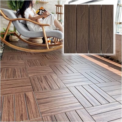 Composiet Terrastegels - Houten Vloertegels - Douche en Balkon - Antislip en Waterdicht - 30x30 cm - Donkerbruin