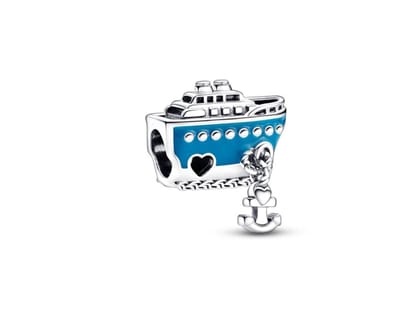 Fler® | Bedel | Past op populaire bedel armbanden (standaard-3mm) | armbandbedel | 925 Sterling Zilver | Cruiseschip bedel | Boot met anker | HangBedel Charm | Emaille | Blauw | Zwart | Zirkonia | Transparant | Cadeau | Valentijn kado