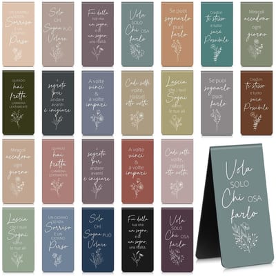 Dailygoods- Boekenleggers Magnetisch - 24 Stuks - Motiverende Citaten - Italiaans - Cadeau voor Studenten - Perfect voor Verjaardagen/Kerstmis - Bladwijzers