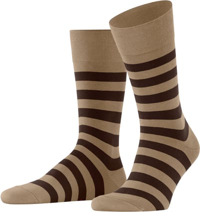 FALKE Sensitive Mapped Line met comfort tailleband katoen sokken heren beige - maat 39-42