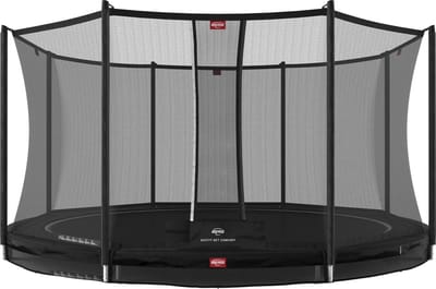 BERG Favorit InGround 380 Trampoline - Safety Net Comfort - AirFlow Springdoek - Zwart