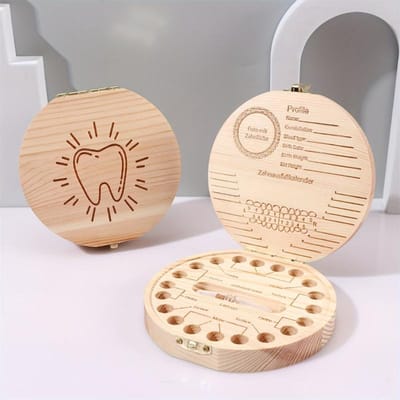 Boîte de rangement en bois pour dents de bébé et enfants, boîte en bois pour dents de lait, boîte de rangement en bois pour collecte de dents, boîte pour cordon ombilical