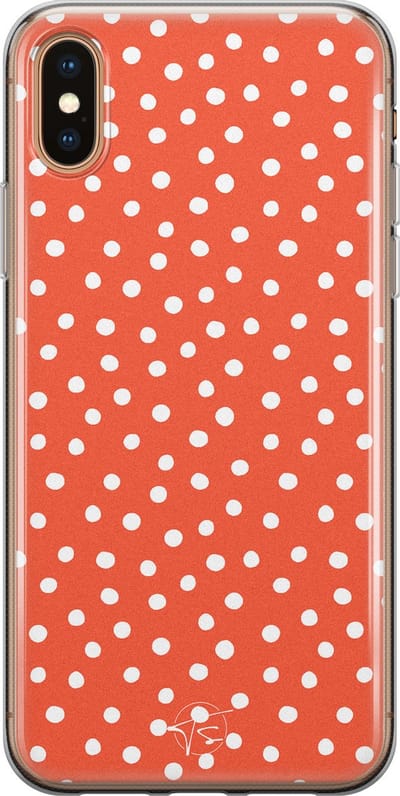 Hoesje geschikt voor iPhone Xs Max - Oranje stippen - Soft Case - TPU - Gestipt - Oranje - Mooie Telefoonhoesjes