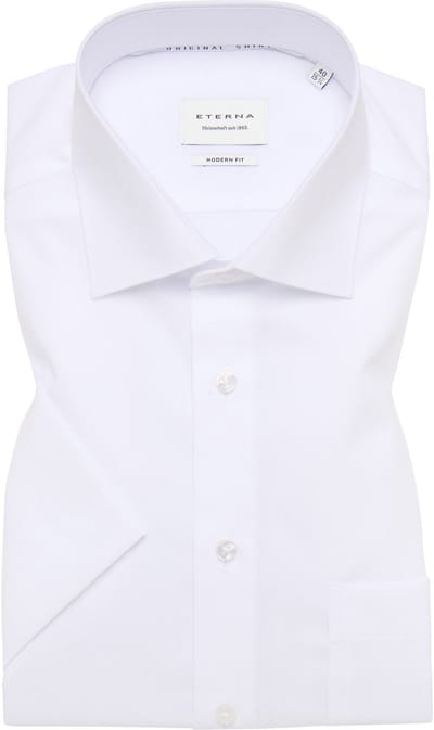 ETERNA modern fit overhemd korte mouw - popeline - wit - Strijkvrij - Boordmaat: 41 (EU maat: L)