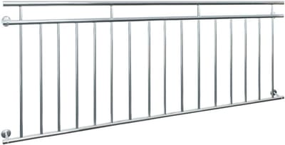 Frans Balkon RVS 225x90 cm - Glanzend Veiligheidsreling met 16 Vulstaven