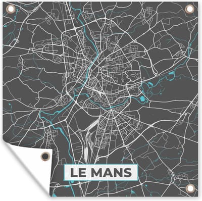 Tuin poster Frankrijk - Plattegrond - Kaart - Stadskaart - Le Mans - 200x200 cm - Tuindoek