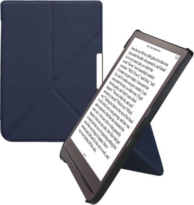 kwmobile e-reader hoesje geschikt voor Pocketbook InkPad 3 / 3 Pro / Color / Vivlio InkPad 3 hoes - Ereader flip case met standaard - E reader cover van kunstleer - In donkerblauw