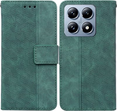 Coverup Hoesje - Geschikt voor Xiaomi 14T Hoesje - Coverup Geometric Book Case - Groen